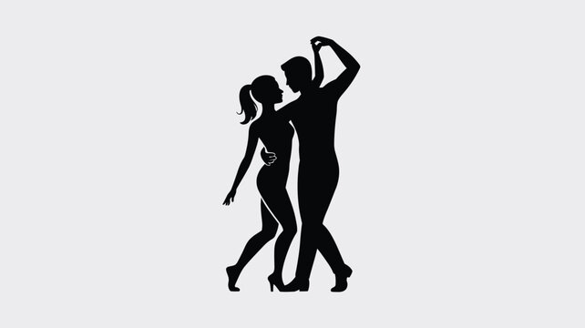 Dancers portrayed as a solid black silhouette perform a graceful ballroom routine on a clean backdrop.