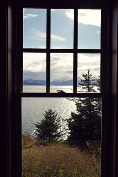 view from Sentinel Island Lighthouse window, Juneau, Alaska