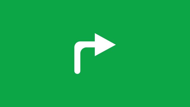 White arrow icon pointing right on a green background