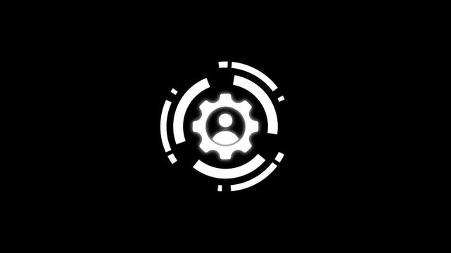 Modern Tech User Management Gear Icon Animation Loop - Minimalist HR Admin Settings HUD Interface UI