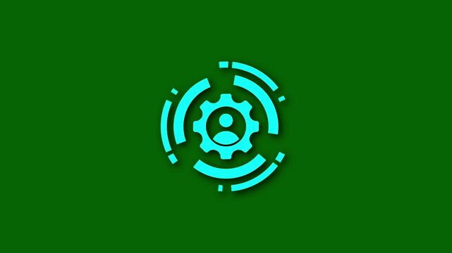 Modern Tech User Management Gear Icon Animation Loop - Minimalist HR Admin Settings HUD Interface UI
