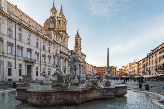Piazza Navona with the Fountain of the Four Rivers, Rome, Italy