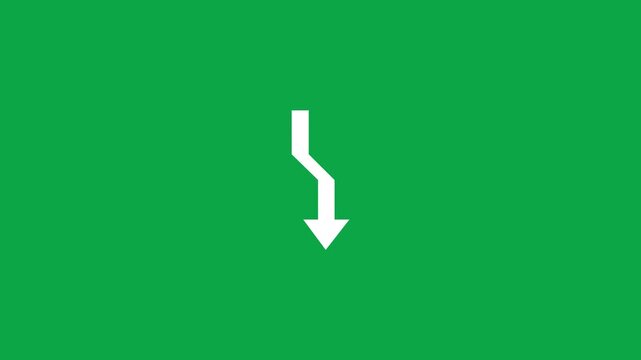 White arrow icon indicating a shift to the right and downward direction