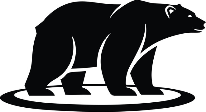 Black bear walking on ice silhouette