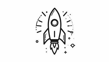 Rocket Ship Icon Launching Fast Speed. © ajji