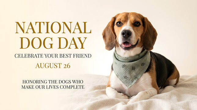 National Dog Day, beagle dog, dog in bandana, happy dog, pet celebration