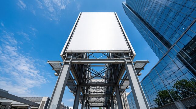 vertical billboard skyscraper blue sky