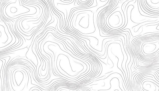Minimal Gray Topographic Contour Pattern Flowing on White Background