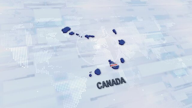 Displaying Cape Verde Map With Flag On Technology World Map Background