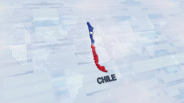Displaying Chile Map With Flag On Technology World Map Background