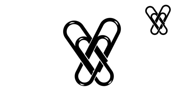 heart from Paper Clips, black isolated vector silhouette