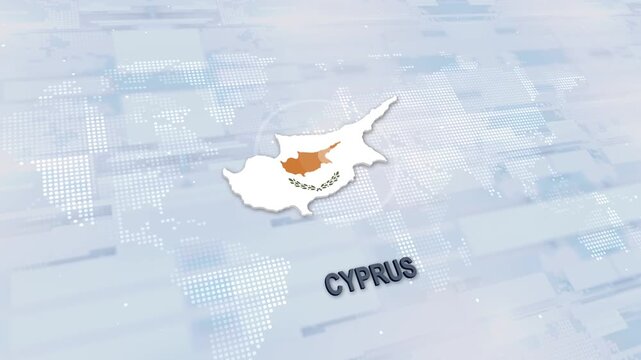 Displaying Cyprus Map With Flag On Technology World Map Background