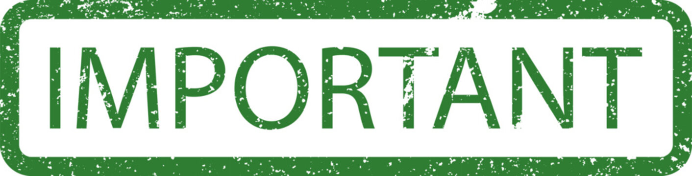 A green ink rubber stamp with the word Important for marking documents and official papers