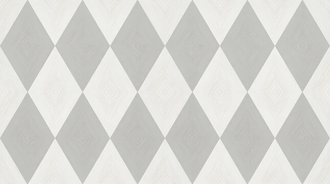 Seamless geometric pattern of grey and white diamonds with subtle texture rhombus