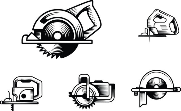 Circular saws and jigsaws for woodworking and construction projects  various types