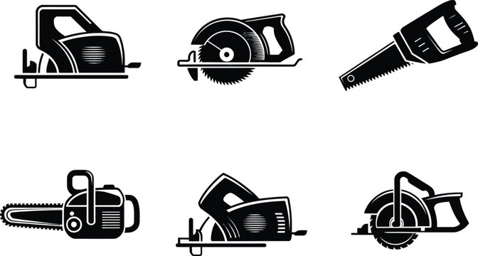 Collection of various power saws for cutting and shaping materials efficiently always