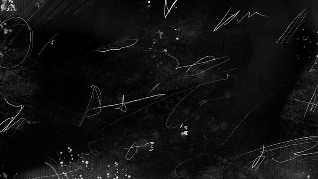White grungy doodle scratches with alpha channel. Scribbles chalkboard texture hand-drawn sketchy style. 4k video