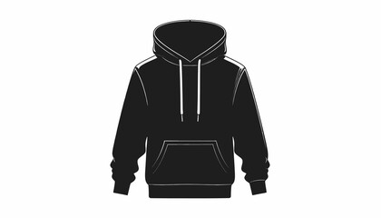 Black Hoodie with White Drawstrings Front. © ajji