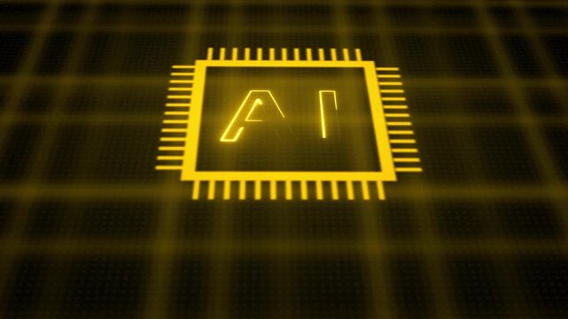 AI CPU chipset central processor unit and electric print circuit board with data traffic blue light
