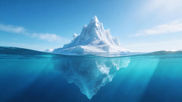 Iceberg in ocean with reflection