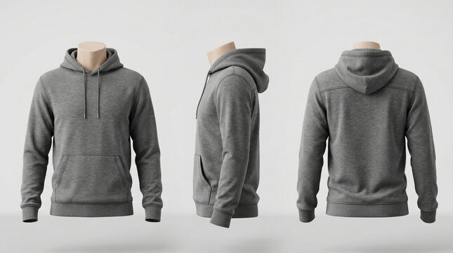Blank Grey Hoodie Mockup for Apparel Design Website Background Branding Presentation Corporate Template Streetwear Fashion Promotion Header