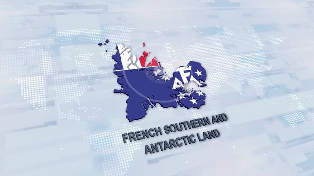 Displaying French Southern And Antarctic Land Map With Flag On Technology World Map Background