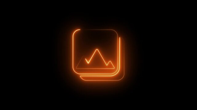 Neon Gallery icon set. Photo album symbol. Image, picture collection icon