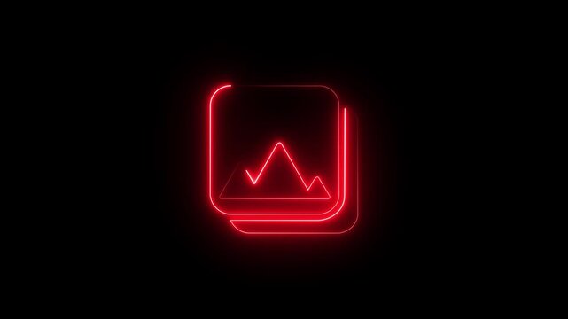 Neon Gallery icon set. Photo album symbol. Image, picture collection icon