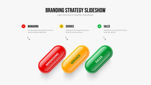 Product Innovation 3 Option Infographic Frame Template. Consulting Forecast Three Step Diagram Slide Layout. Marketing Introduction Slideshow Design Vector Illustration.