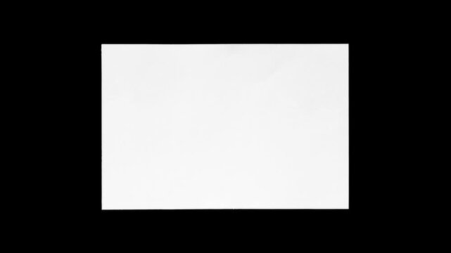 White envelope opening revealing blank card stop motion on black backgrounds