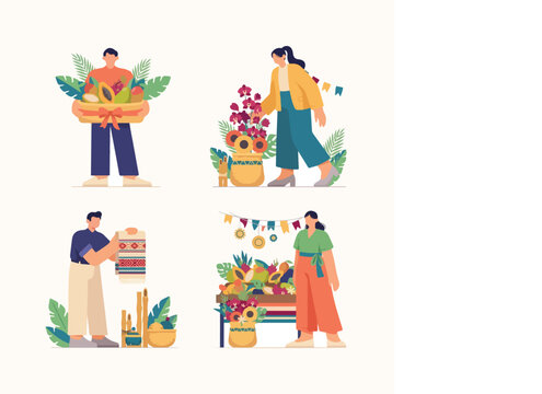Kadayawan Festival Business & Corporate Lifestyle Illustration Kit &ndash; Premium Editorial Vector Set for SaaS Landing Pages
