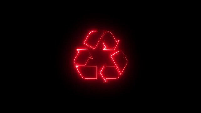 Animated neon recycle or recycling arrows flat icon for apps and websites