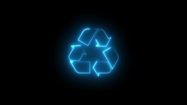 Animated neon recycle or recycling arrows flat icon for apps and websites