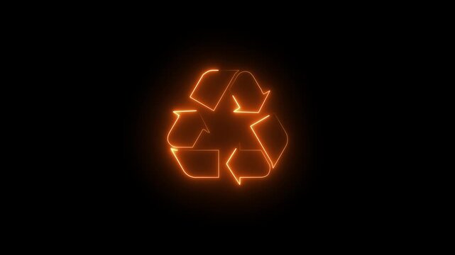 Animated neon recycle or recycling arrows flat icon for apps and websites