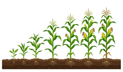Growing corn plants in farmland flat vector illustration © MstSompa