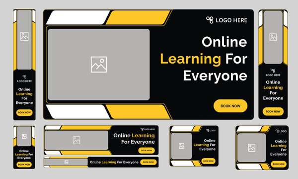 Online education set of web banner design templates for social media posts, consulting, learning, and education courses. Modern vector illustration concepts for website and mobile website development.
