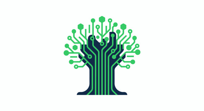 A stylized tree with circuit board design.