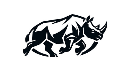 Stylized Black Rhinoceros Silhouette Illustration. © dimas