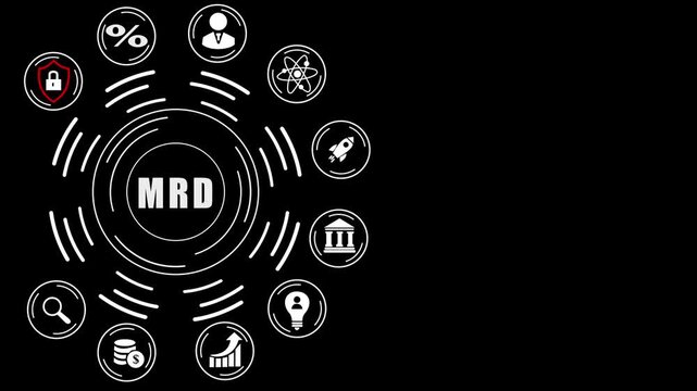 Digital marketing strategy concept with MRD acronym and business icons on gears background image, abstract circles and gears background.4k digtal Animation,motion video...