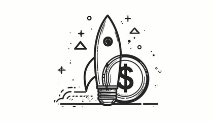 Rocket Ship Launching with Dollar Coin. © daeng