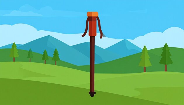 Red postbox standing in lush green countryside with mountains.