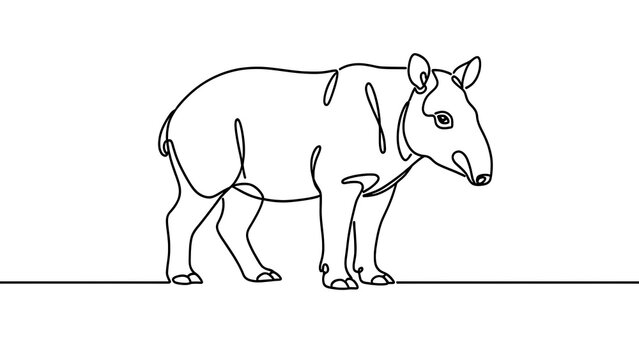 Simple line drawing of a tapir on white background.