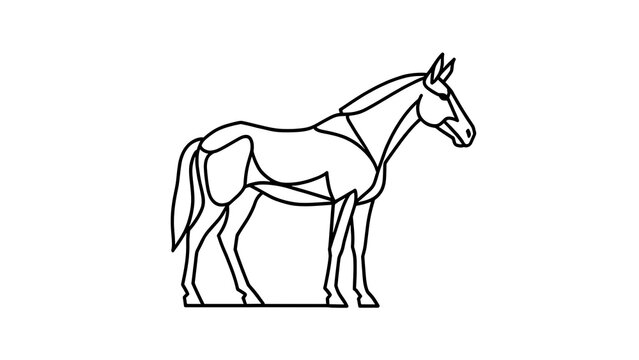 Minimalist horse line art illustration white background.