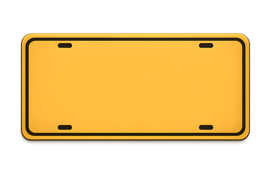 Blank rectangular vehicle license plate isolated on a transparent background