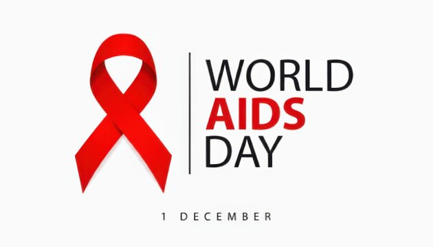 World aids day red ribbon symbol isolated on white background