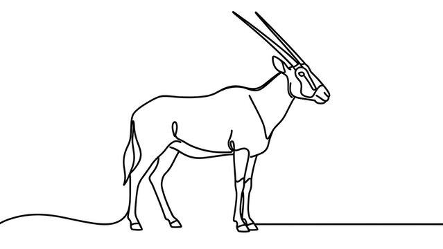 Minimalist oryx drawing on white background.