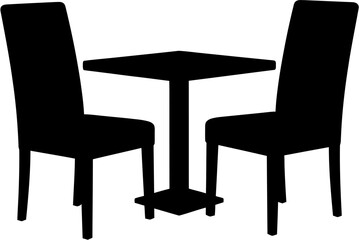 Fototapeta premium Table and Chair Silhouette Vector Illustration , Animal Silhouette Vector , Transparent Background