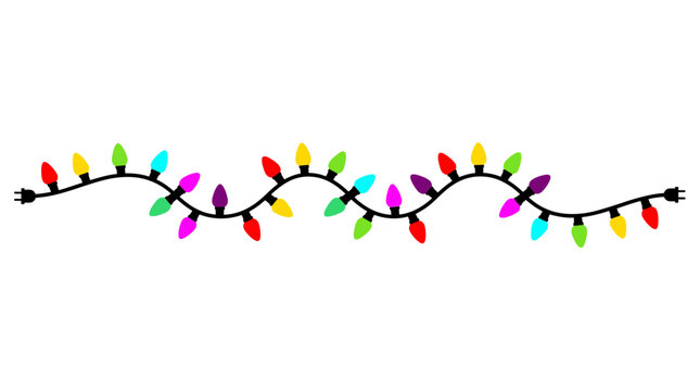 Christmas String Lights Vector Illustration Flat Design