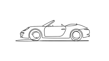 Obraz premium Convertible car line drawing white background.