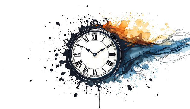 time theme background illustration with clock symbol